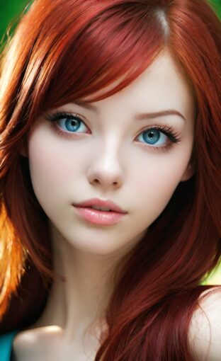 AI girl with red hair wallpaper