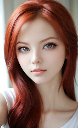 AI girl with red hair wallpaper