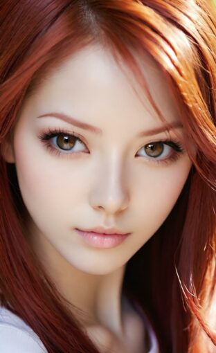 AI girl with red hair wallpaper