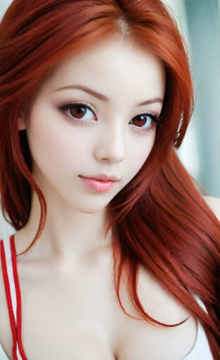 AI girl with red hair wallpaper