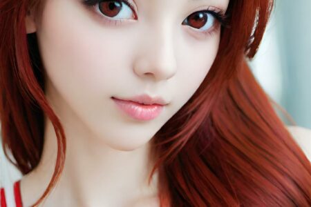 AI girl with red hair wallpaper
