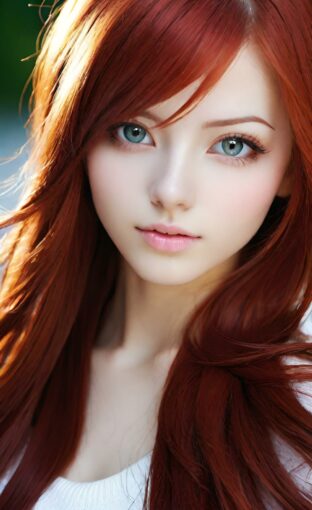 AI girl with red hair wallpaper