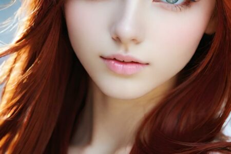 AI girl with red hair wallpaper
