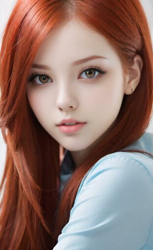 AI girl with red hair wallpaper