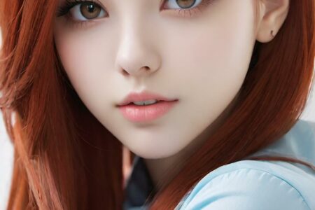 AI girl with red hair wallpaper