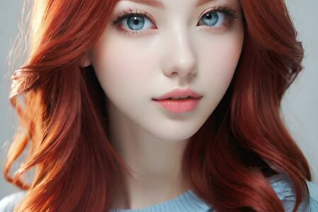 AI girl with red hair wallpaper
