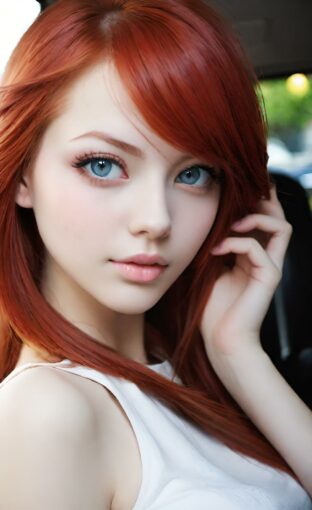 AI girl with red hair wallpaper