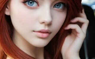 AI girl with red hair wallpaper