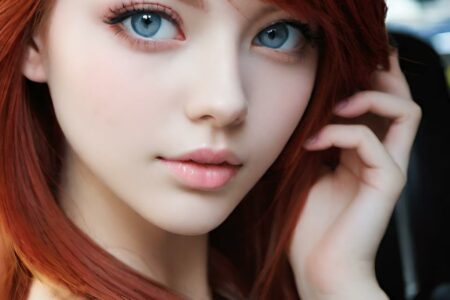 AI girl with red hair wallpaper