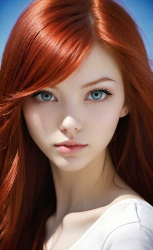 AI girl with red hair wallpaper