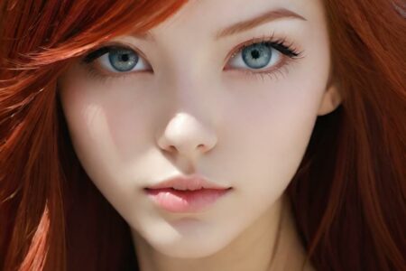 AI girl with red hair wallpaper