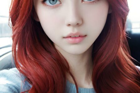 AI girl with red hair wallpaper