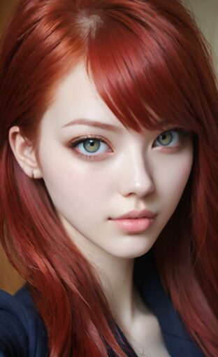 AI girl with red hair wallpaper