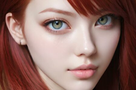 AI girl with red hair wallpaper
