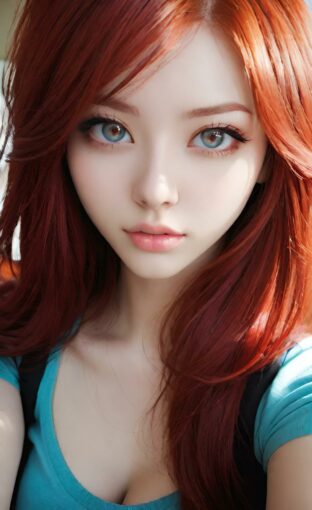 AI girl with red hair wallpaper