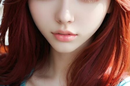 AI girl with red hair wallpaper