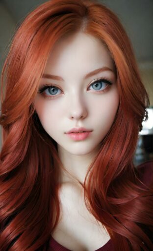 AI girl with red hair wallpaper