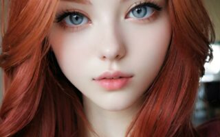 AI girl with red hair wallpaper