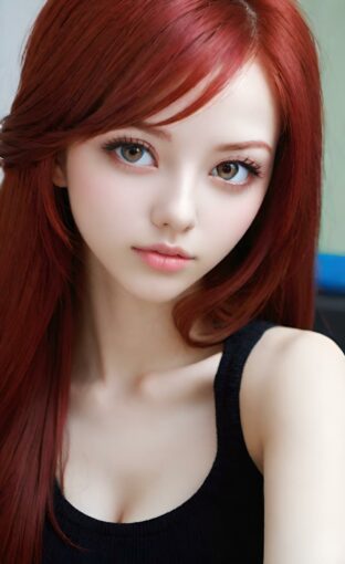 AI girl with red hair wallpaper