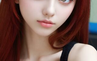 AI girl with red hair wallpaper