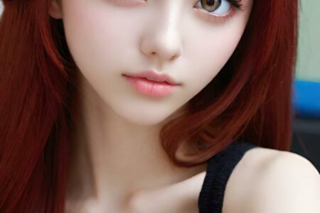 AI girl with red hair wallpaper