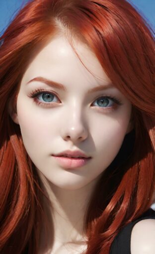AI girl with red hair wallpaper