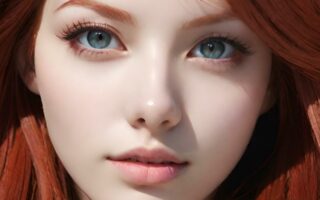 AI girl with red hair wallpaper
