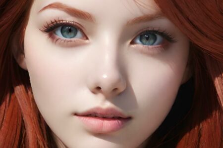 AI girl with red hair wallpaper