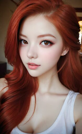 AI girl with red hair wallpaper