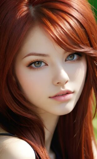 AI girl with red hair wallpaper