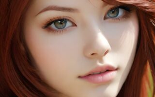 AI girl with red hair wallpaper