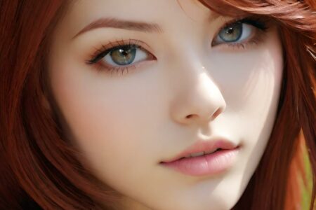 AI girl with red hair wallpaper