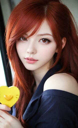 AI girl with red hair wallpaper