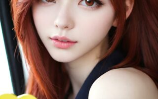 AI girl with red hair wallpaper