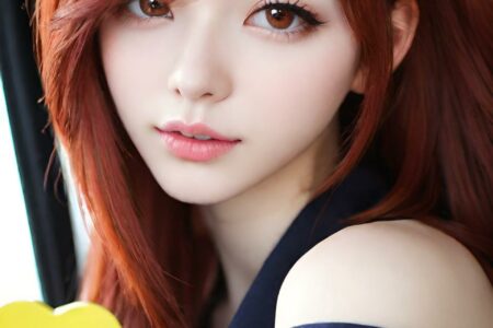AI girl with red hair wallpaper