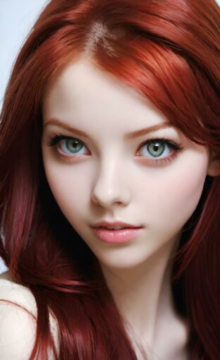 AI girl with red hair wallpaper