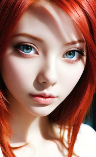 AI girl with red hair wallpaper