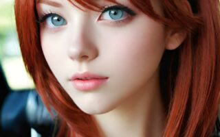 AI girl with red hair wallpaper
