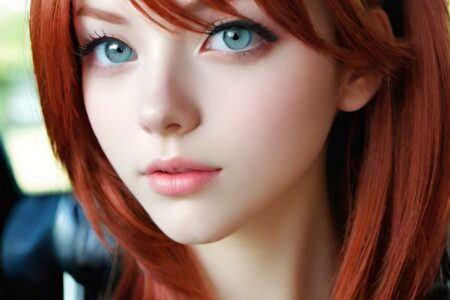 AI girl with red hair wallpaper