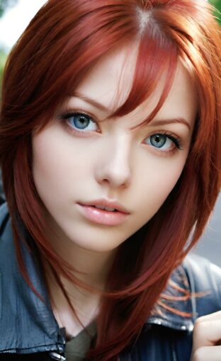 AI girl with red hair wallpaper