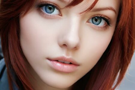 AI girl with red hair wallpaper