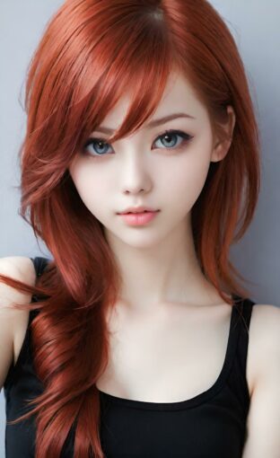 AI girl with red hair wallpaper