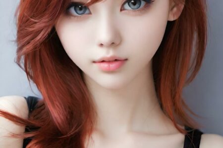 AI girl with red hair wallpaper