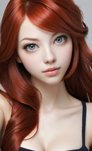 AI girl with red hair wallpaper