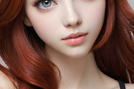 AI girl with red hair wallpaper