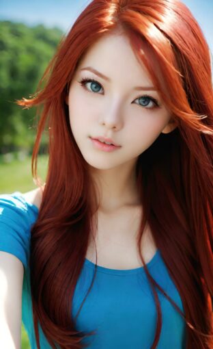 AI girl with red hair wallpaper