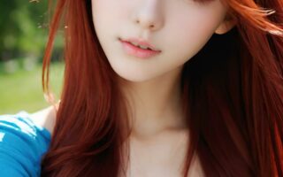 AI girl with red hair wallpaper