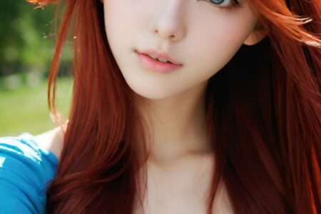 AI girl with red hair wallpaper