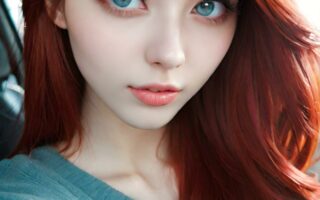 AI girl with red hair wallpaper