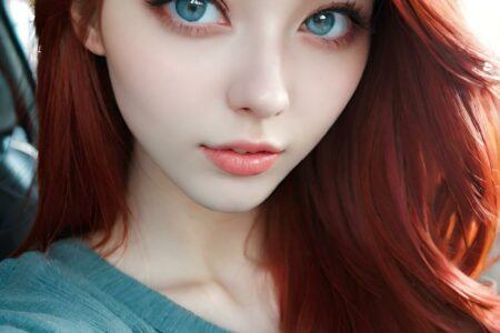 AI girl with red hair wallpaper